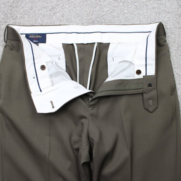 Brooks Brothers 1818 Dress Pants Mens 36x32 Beige Madison 100% Wool Flat Front - Picture 9 of 12